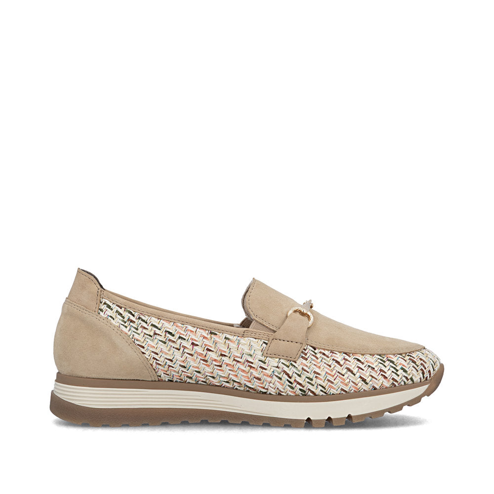 Rieker 49042-62 Beige H Fit Slip On Moccasins