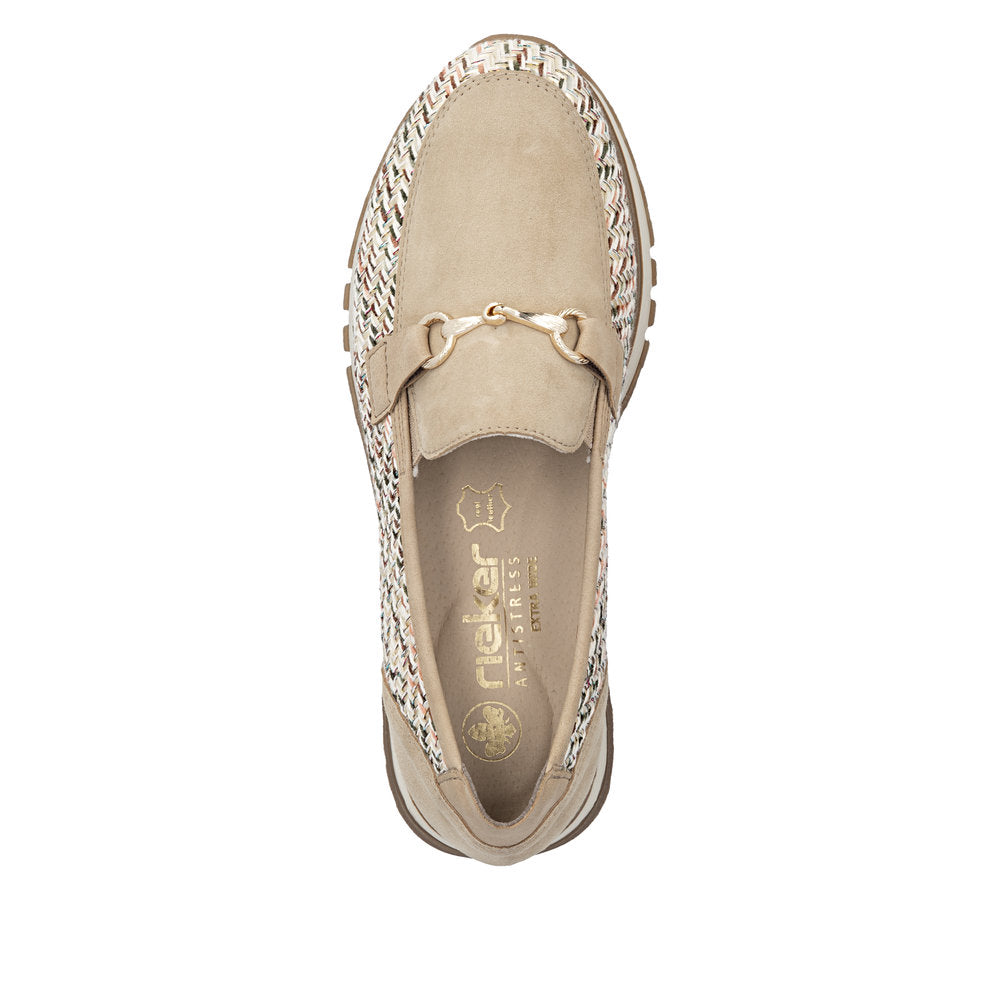 Rieker 49042-62 Beige H Fit Slip On Moccasins