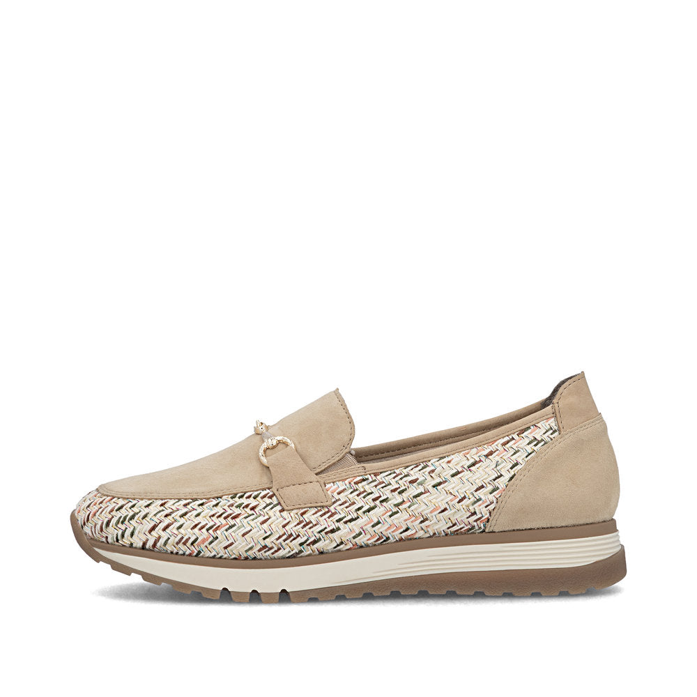 Rieker 49042-62 Beige H Fit Slip On Moccasins