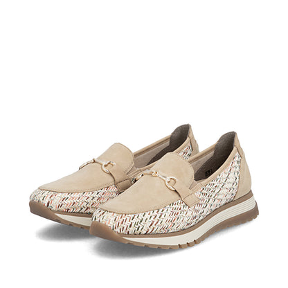 Rieker 49042-62 Beige H Fit Slip On Moccasins