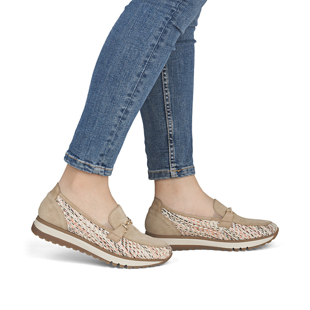 Rieker 49042-62 Beige H Fit Slip On Moccasins