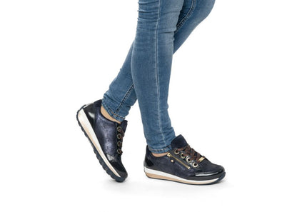 Ara 12-64587 16 Osaka Highsoft Navy Suede with Foil H Fit Trainers