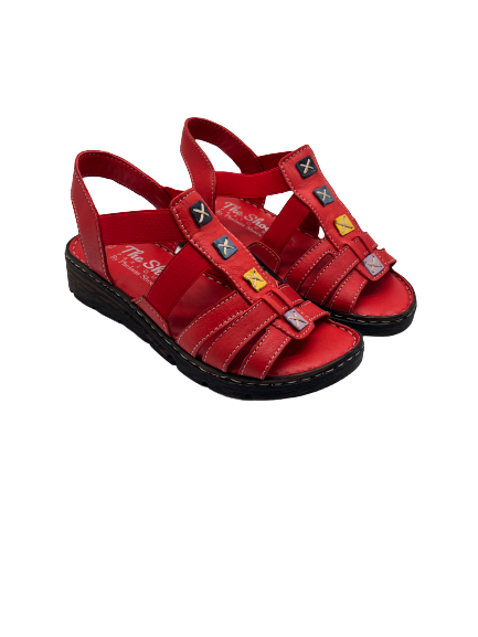 The Shoe Parlour by Phelans Shoes 502-55 Red Elastic Sandals