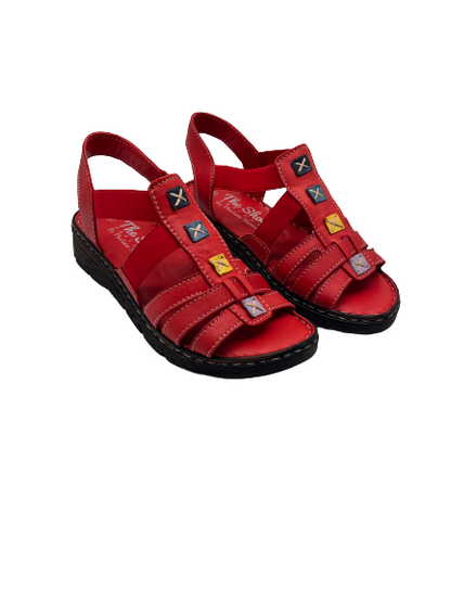 The Shoe Parlour by Phelans Shoes 502-55 Red Elastic Sandals