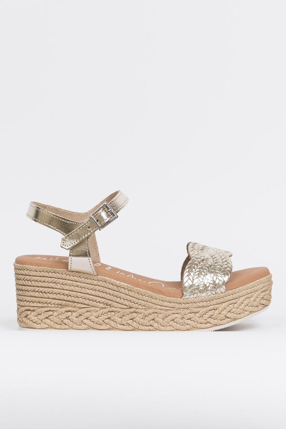 Oh My Sandals 5227 Gold Wedge Sandals