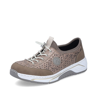 Rieker 53151-64 Beige & Stone H Fit Elastic Speed Lace Shoes