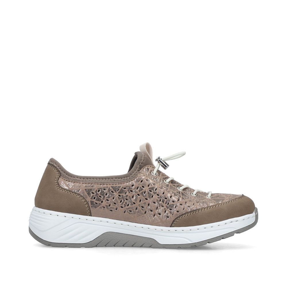 Rieker 53151-64 Beige & Stone H Fit Elastic Speed Lace Shoes