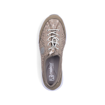 Rieker 53151-64 Beige & Stone H Fit Elastic Speed Lace Shoes