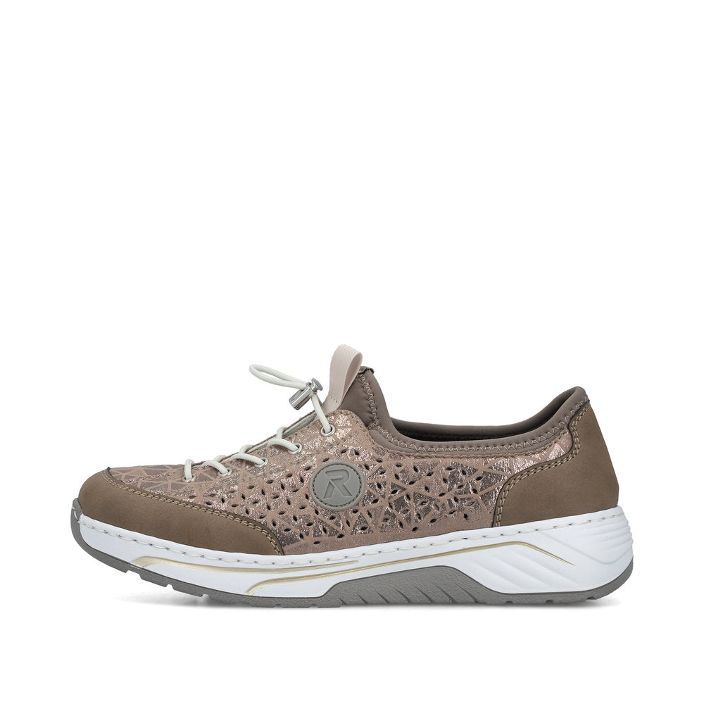Rieker 53151-64 Beige & Stone H Fit Elastic Speed Lace Shoes