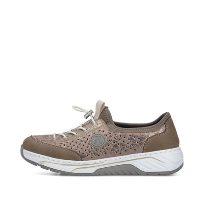 Rieker 53151-64 Beige & Stone H Fit Elastic Speed Lace Shoes