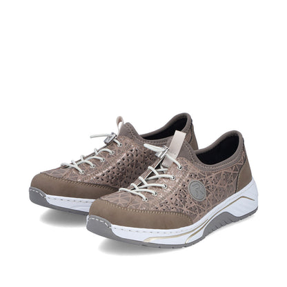 Rieker 53151-64 Beige & Stone H Fit Elastic Speed Lace Shoes