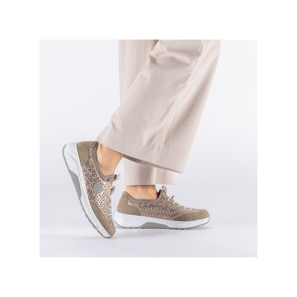 Rieker 53151-64 Beige & Stone H Fit Elastic Speed Lace Shoes