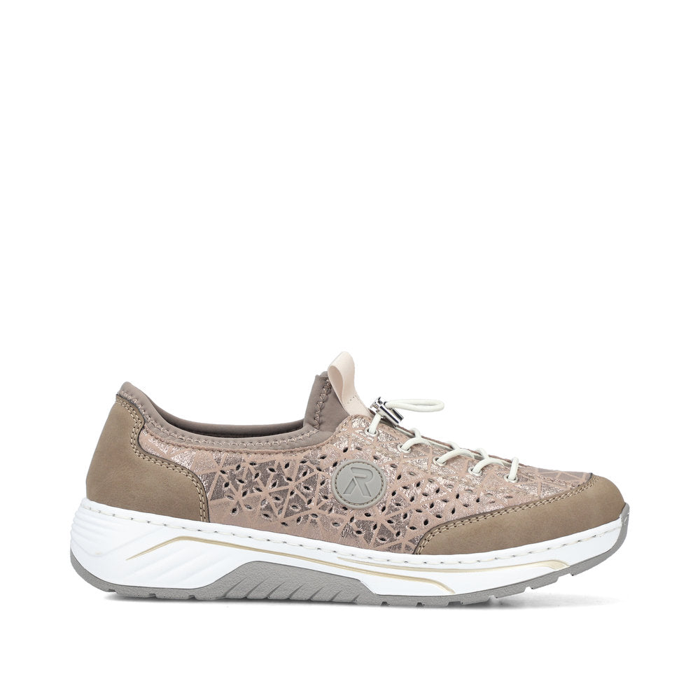 Rieker 53151-64 Beige & Stone H Fit Elastic Speed Lace Shoes
