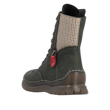 Rieker 53601-54 Forest Green, Beige & Black Combi Boots