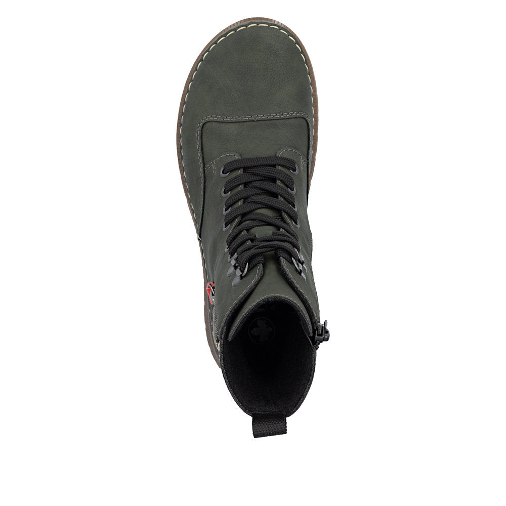 Rieker 53601-54 Forest Green, Beige & Black Combi Boots