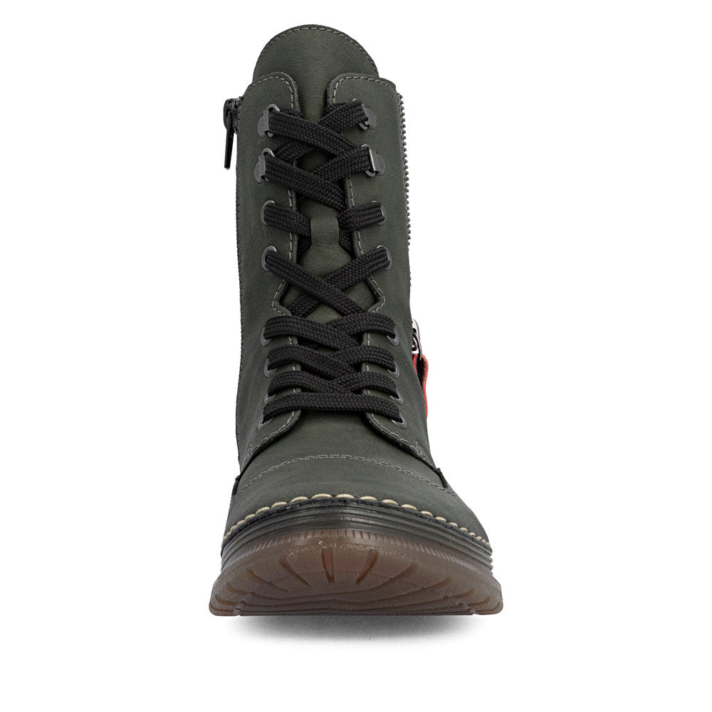 Rieker 53601-54 Forest Green, Beige & Black Combi Boots