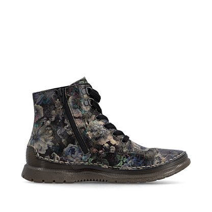 Rieker 53632-90 Black Pastel Flower & Bronze Boots