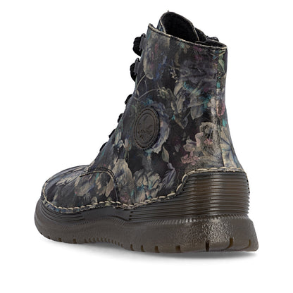 Rieker 53632-90 Black Pastel Flower & Bronze Boots