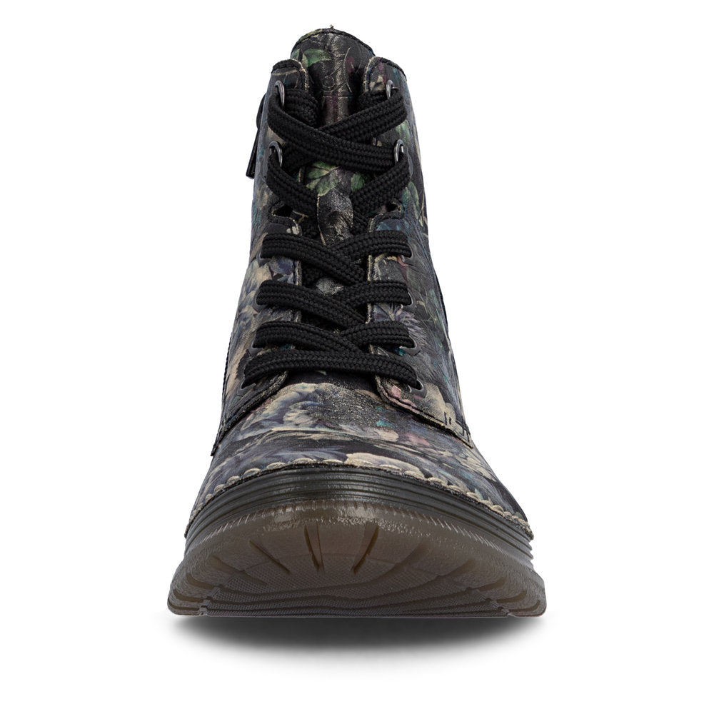 Rieker 53632-90 Black Pastel Flower & Bronze Boots
