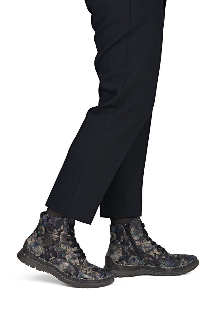 Rieker 53632-90 Black Pastel Flower & Bronze Boots