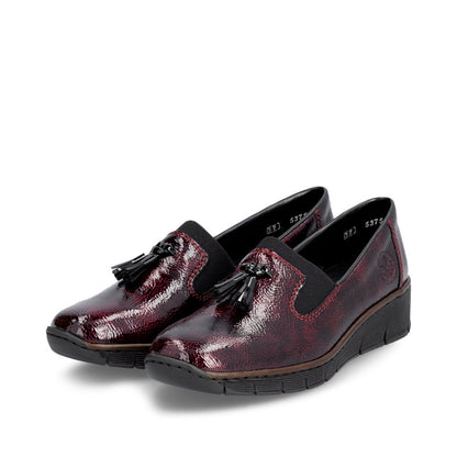 Rieker 53751-35 Wine Patent Tassel Slip On Shoes