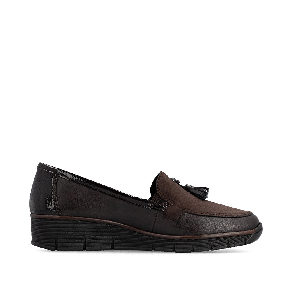 Rieker 53771-25 Mokka & Espresso Brown Slip On Shoes with Tassel