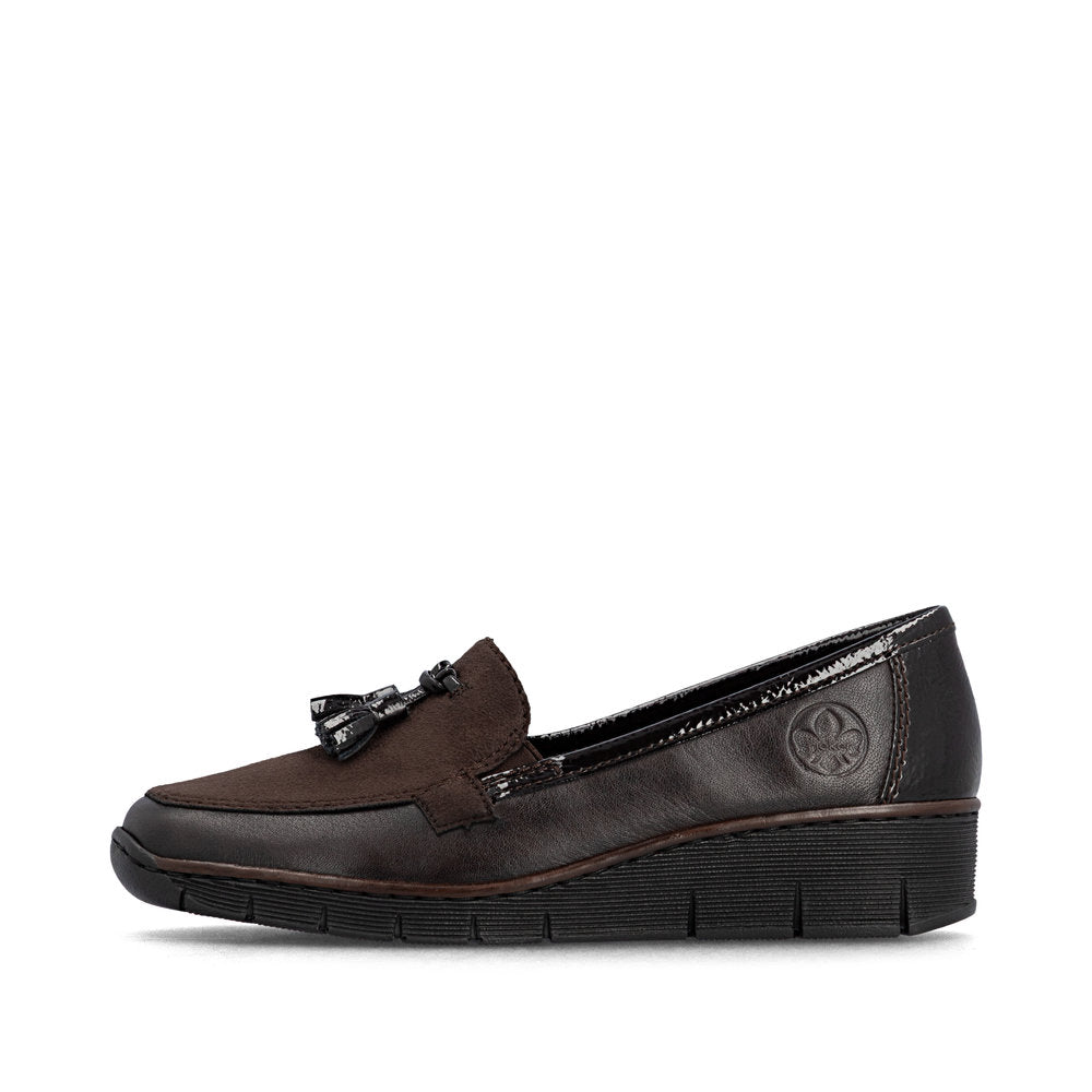 Rieker 53771-25 Mokka & Espresso Brown Slip On Shoes with Tassel