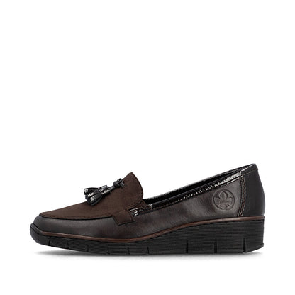 Rieker 53771-25 Mokka & Espresso Brown Slip On Shoes with Tassel
