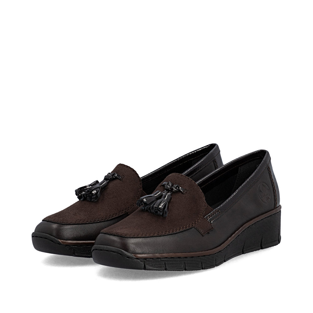 Rieker 53771-25 Mokka & Espresso Brown Slip On Shoes with Tassel
