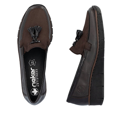 Rieker 53771-25 Mokka & Espresso Brown Slip On Shoes with Tassel