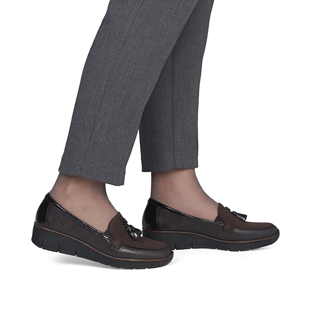 Rieker 53771-25 Mokka & Espresso Brown Slip On Shoes with Tassel
