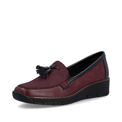 Rieker 53771-35 Wine Red Slip On Shoes with Tassel