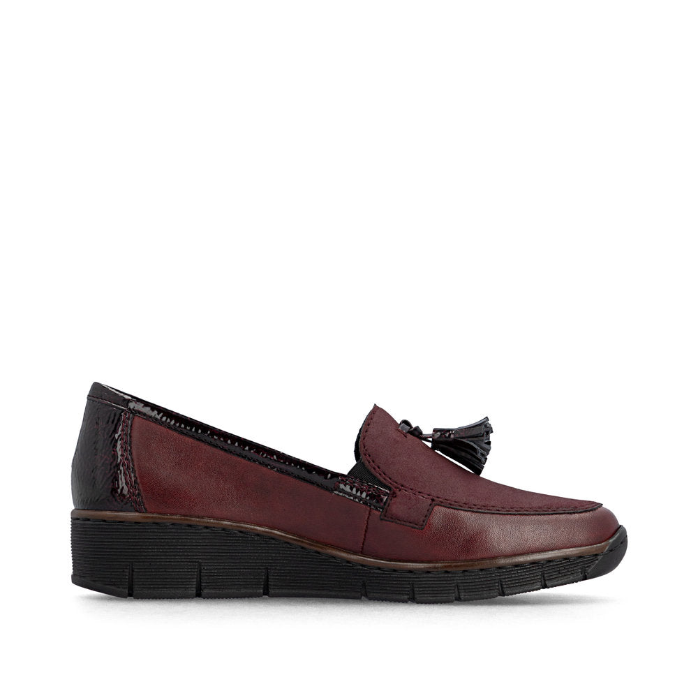 Rieker 53771-35 Wine Red Slip On Shoes with Tassel