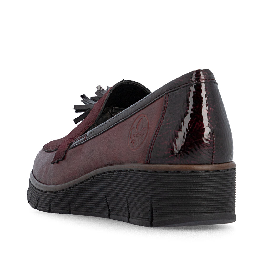 Rieker 53771-35 Wine Red Slip On Shoes with Tassel