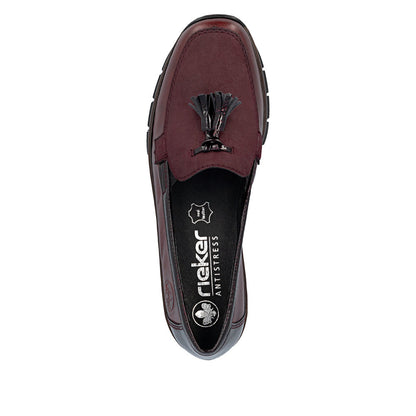 Rieker 53771-35 Wine Red Slip On Shoes with Tassel