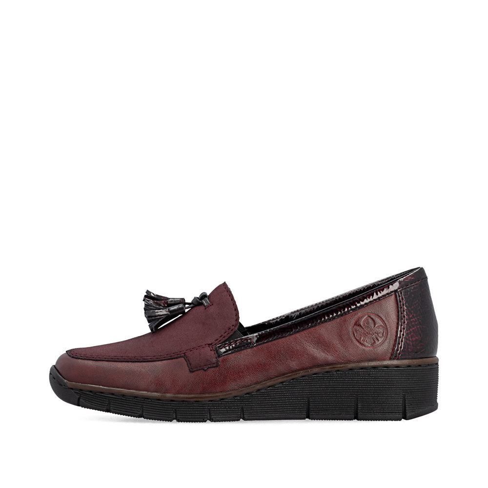 Rieker 53771-35 Wine Red Slip On Shoes with Tassel