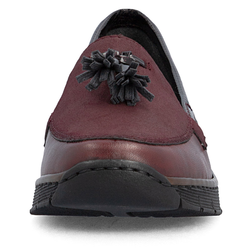 Rieker 53771-35 Wine Red Slip On Shoes with Tassel
