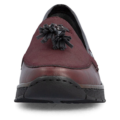 Rieker 53771-35 Wine Red Slip On Shoes with Tassel