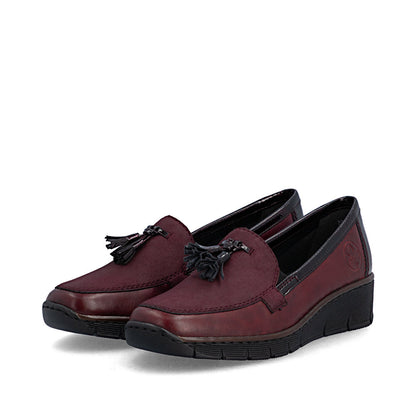Rieker 53771-35 Wine Red Slip On Shoes with Tassel