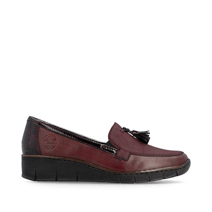 Rieker 53771-35 Wine Red Slip On Shoes with Tassel