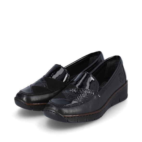 Rieker 53785-00 Black Patent Top Slip On Shoes
