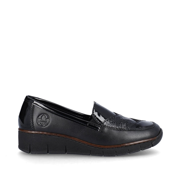 Rieker 53785-00 Black Patent Top Slip On Shoes