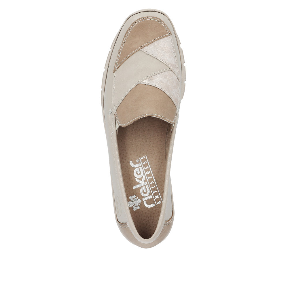 Rieker 53785-60 Beige Combi Slip On Shoes