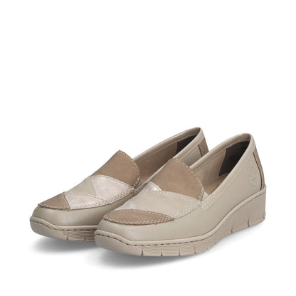 Rieker 53785-60 Beige Combi Slip On Shoes