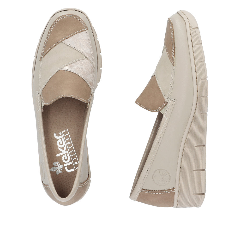 Rieker 53785-60 Beige Combi Slip On Shoes