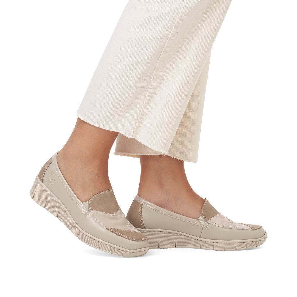 Rieker 53785-60 Beige Combi Slip On Shoes