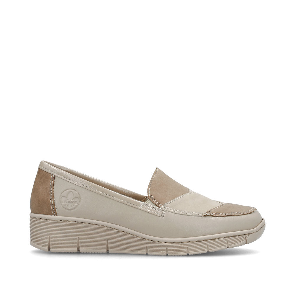 Rieker 53785-60 Beige Combi Slip On Shoes