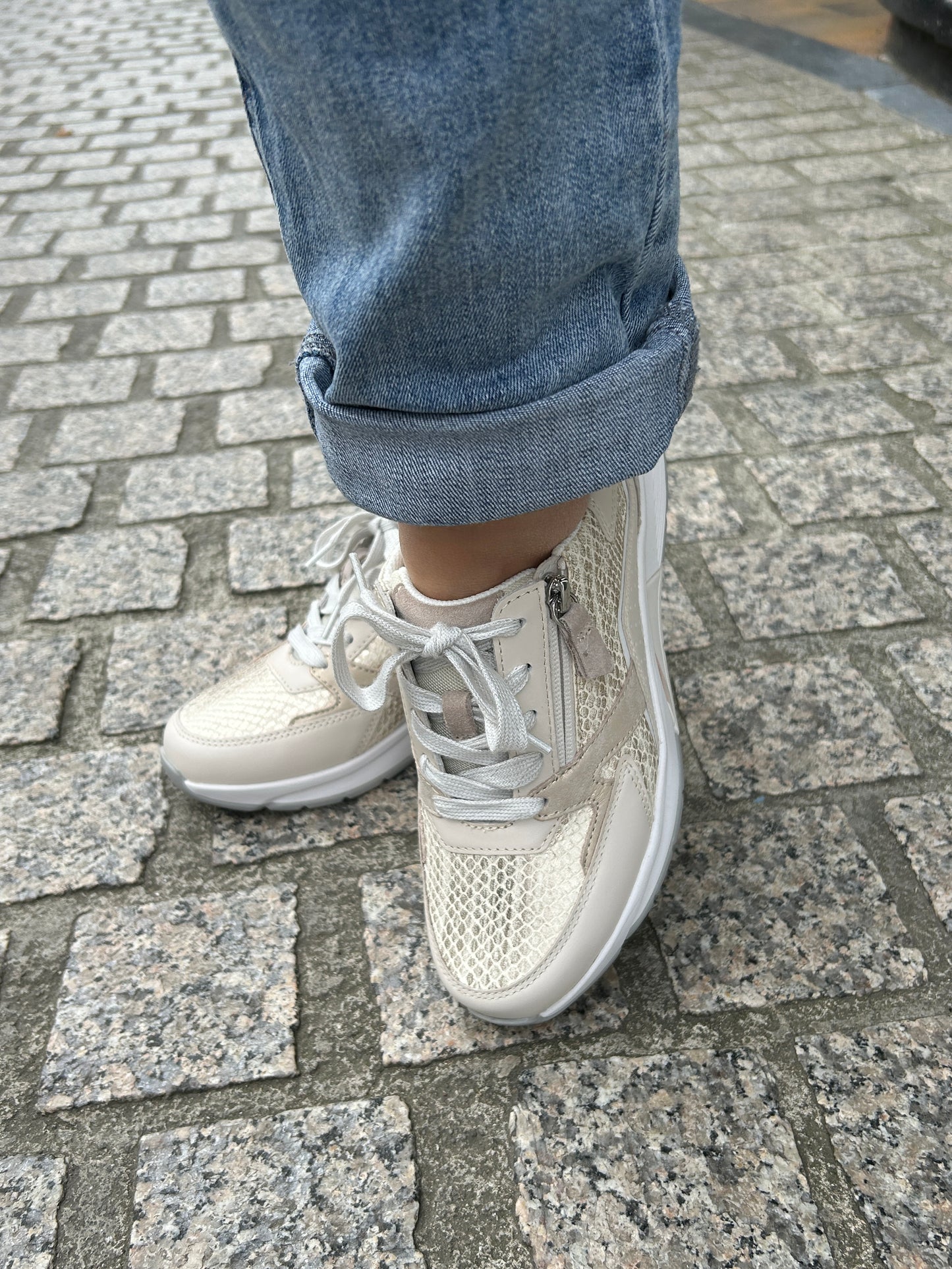 Gabor Rollingsoft 86.878.35 Gold, Ivory & White Combi Sneakers