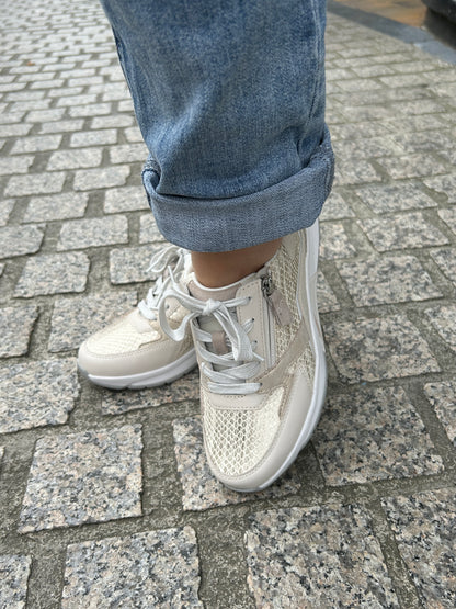 Gabor Rollingsoft 86.878.35 Gold, Ivory & White Combi Sneakers