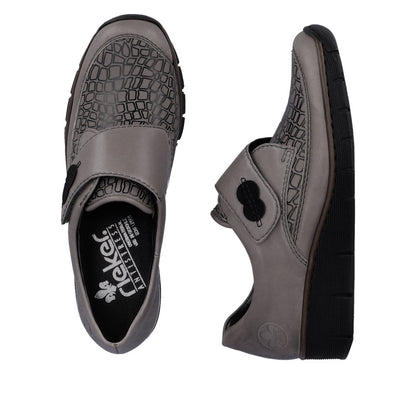 Rieker 537C0-42 Light Grey Velcro Shoes